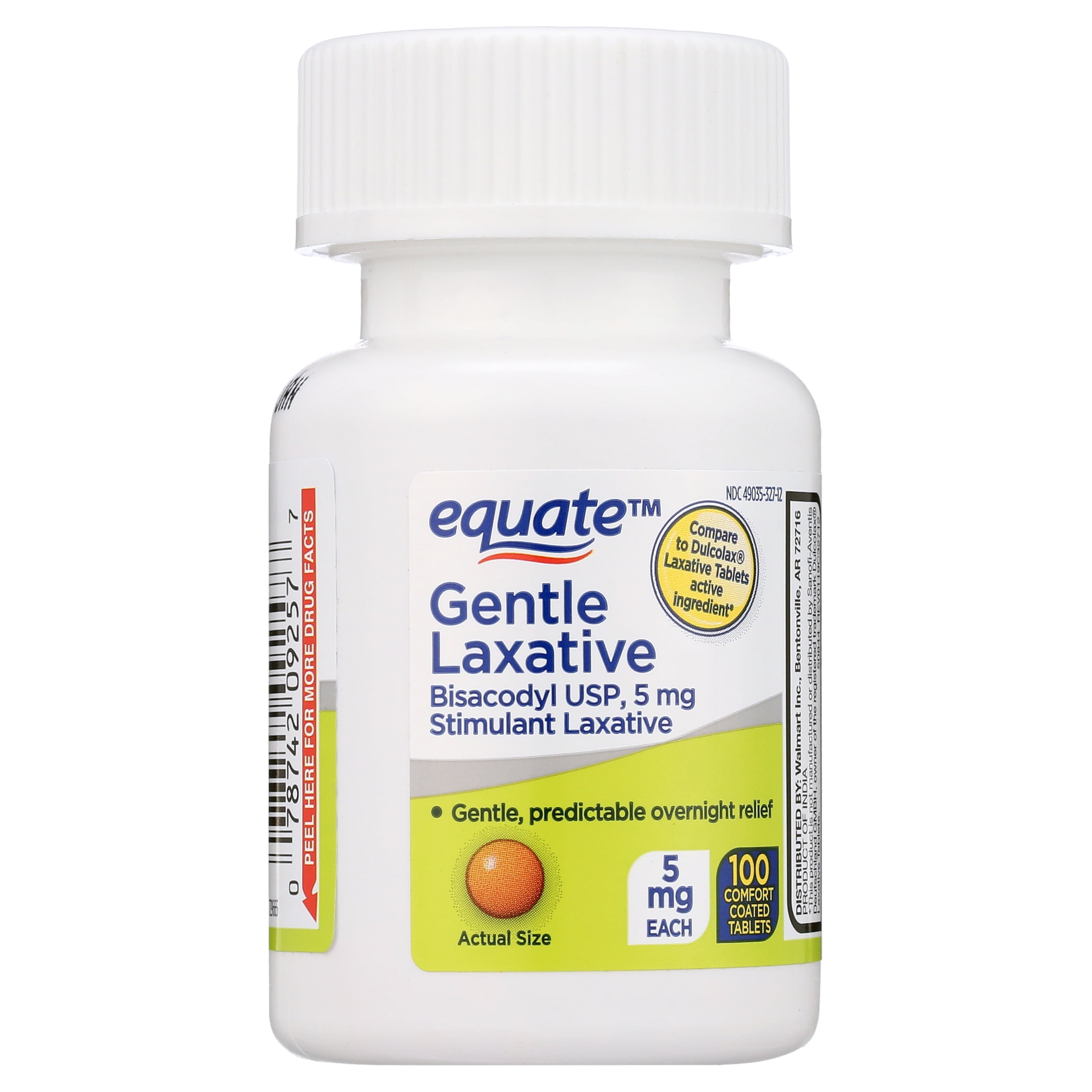 EQUATE BISACODYL USP LAXATIVE TABLETS, 5MG, 100CT - 2 PACK