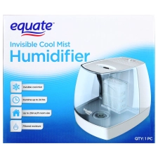 EQUATE 1.1 GALLON INVISIBLE COOL MIST HUMIDIFIER, WHITE & BLUE - COVERS 250 SQ FT