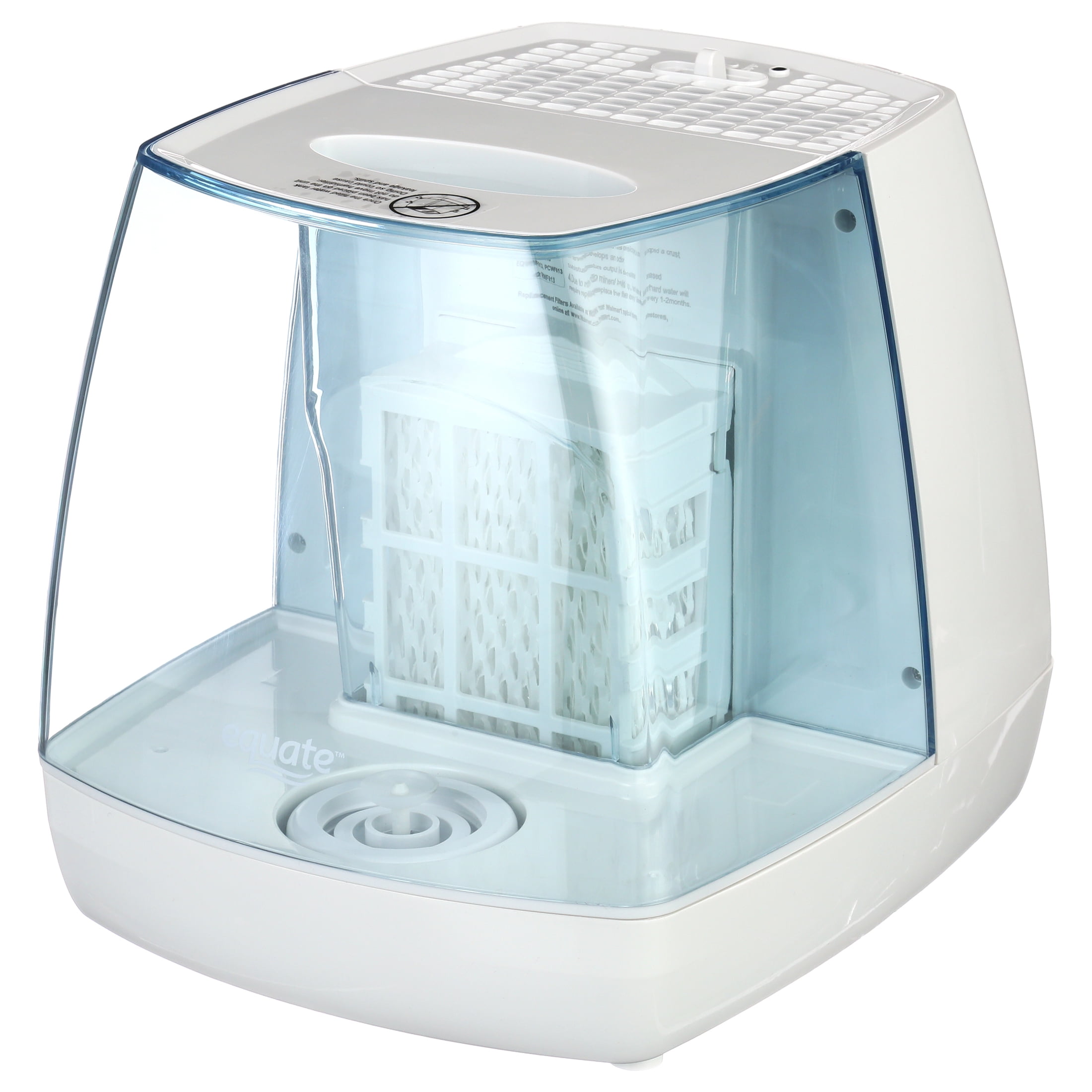 EQUATE 1.1 GALLON INVISIBLE COOL MIST HUMIDIFIER, WHITE & BLUE - COVERS 250 SQ FT
