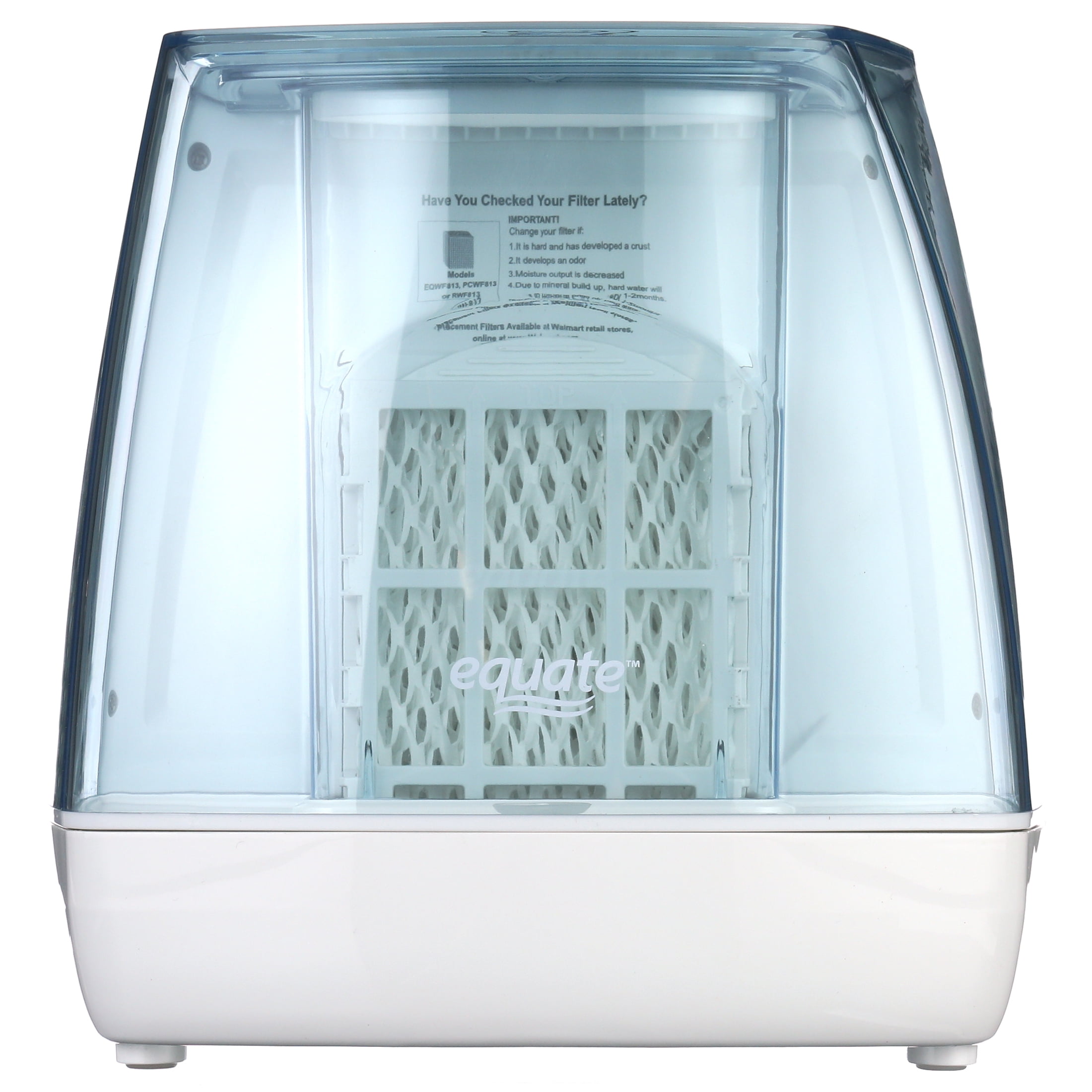 EQUATE 1.1 GALLON INVISIBLE COOL MIST HUMIDIFIER, WHITE & BLUE - COVERS 250 SQ FT