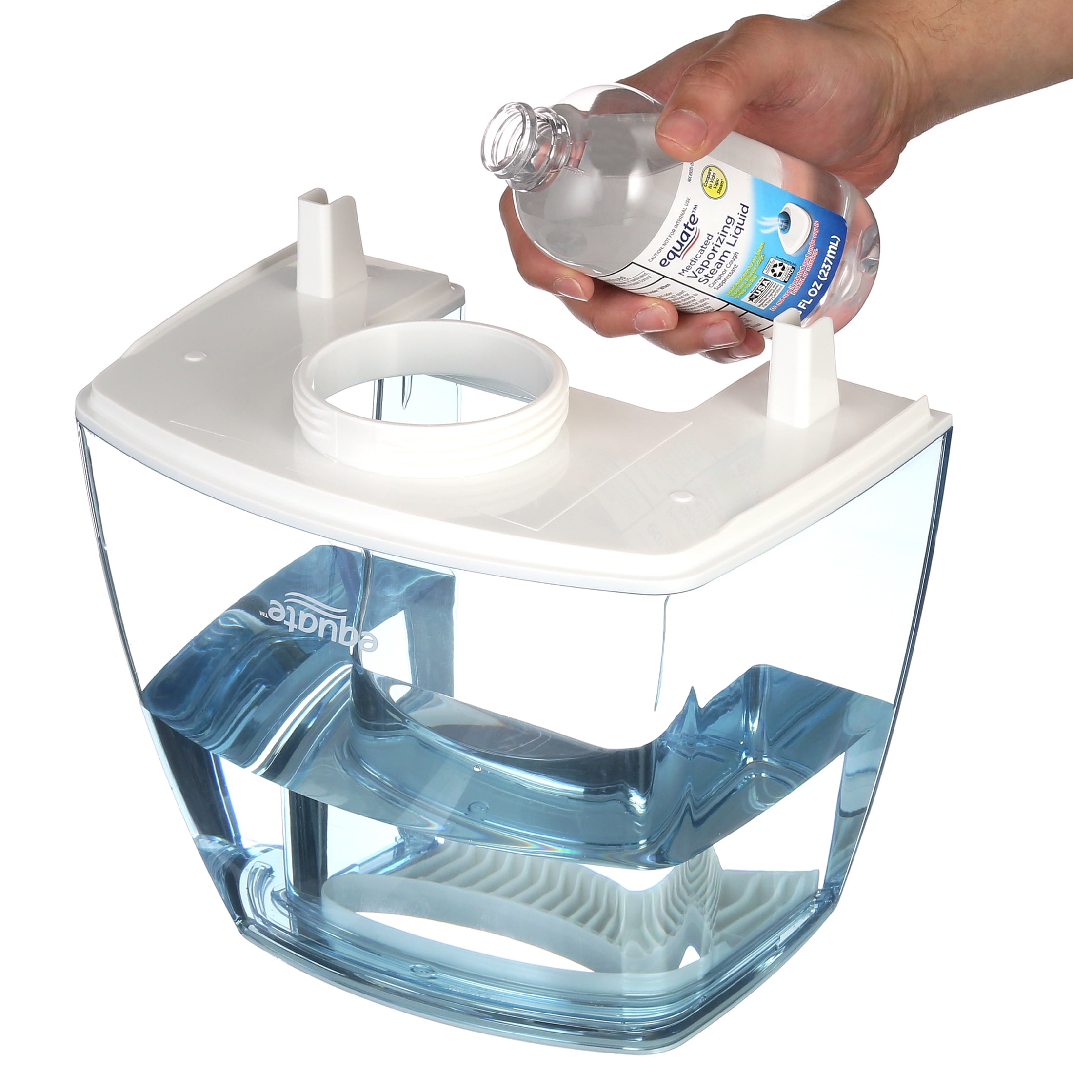 EQUATE 1.1 GALLON INVISIBLE COOL MIST HUMIDIFIER, WHITE & BLUE - COVERS 250 SQ FT