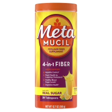 METAMUCIL ORANGE SMOOTH FIBER DRINK - 30 SERVINGS WITH REAL SUGAR