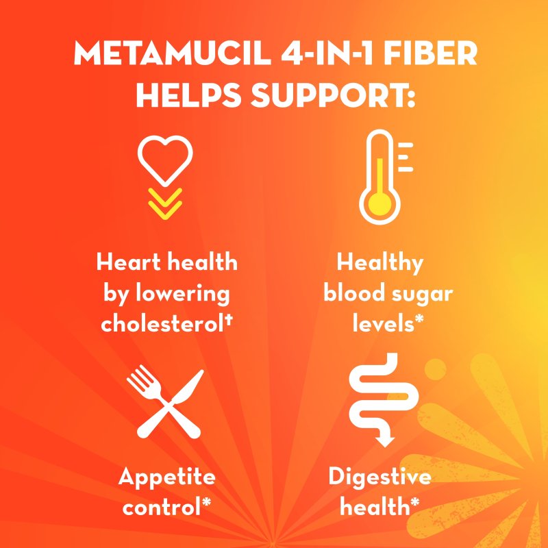 METAMUCIL ORANGE SMOOTH FIBER DRINK - 30 SERVINGS WITH REAL SUGAR