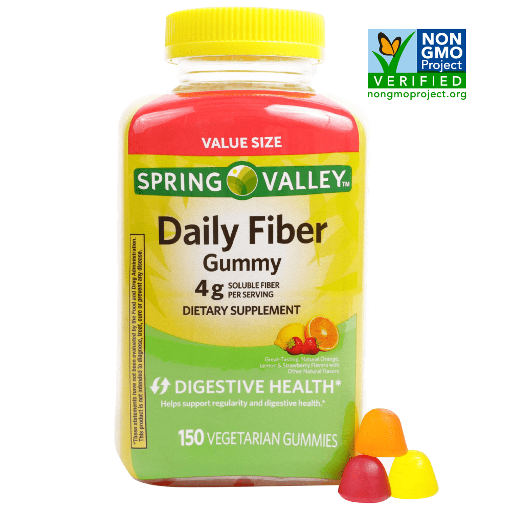 SPRING VALLEY DIGESTIVE HEALTH FIBER GUMMIES, ORANGE LEMON STRAWBERRY - 150 COUNT