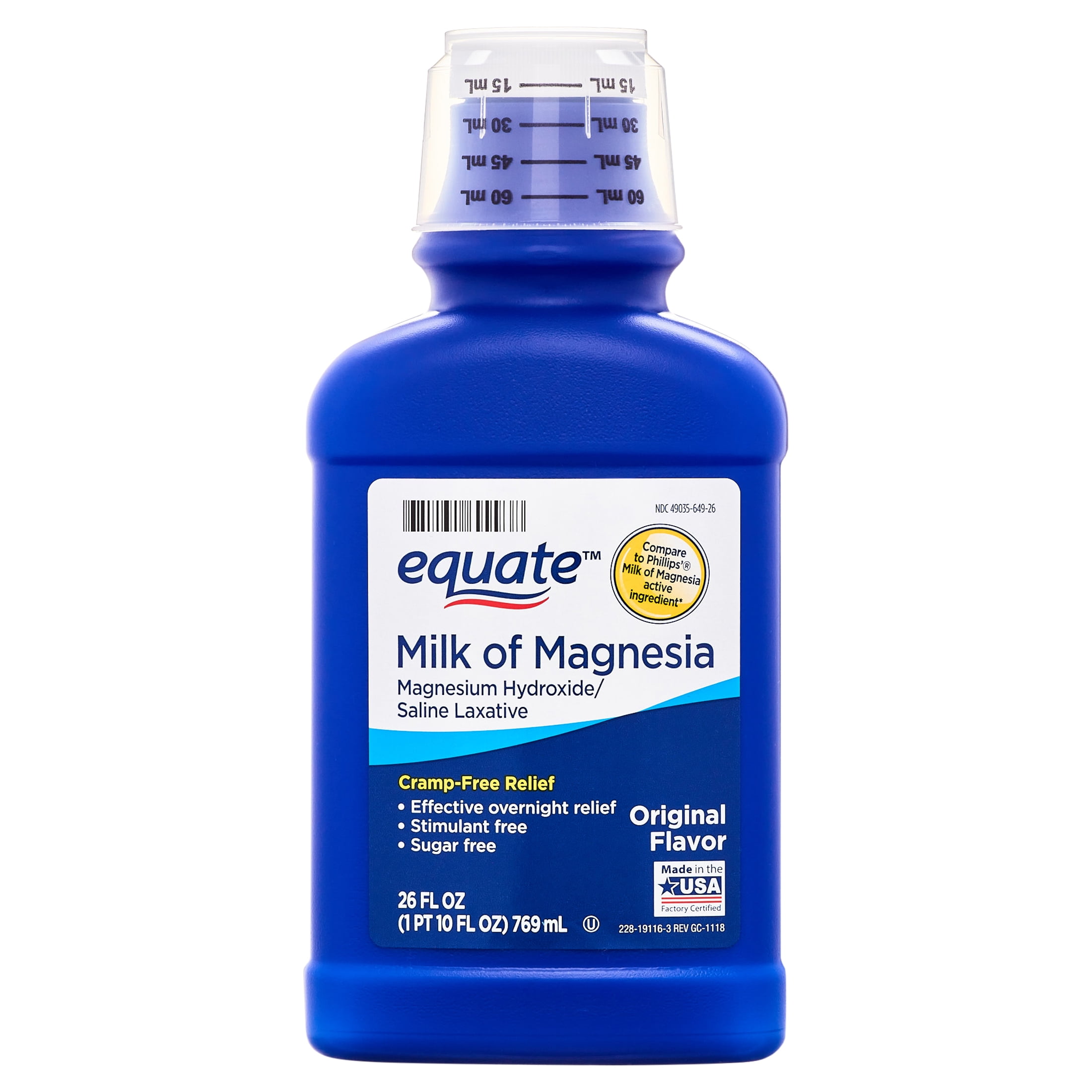 EQUATE MILK OF MAGNESIA SALINE LAXATIVE, ORIGINAL FLAVOR - 26 FL OZ