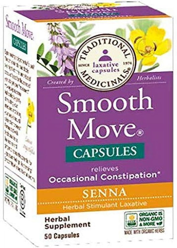 TRADITIONAL MEDICINALS NATURAL HERBAL CONSTIPATION RELIEF CAPSULES - TRADITIONAL MEDICINALS SMOOTH MOVE SENNA, 50CT