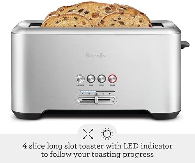 BREVILLE BIT MORE TOASTER, 4-SLICE, BRUSHED STAINLESS STEEL