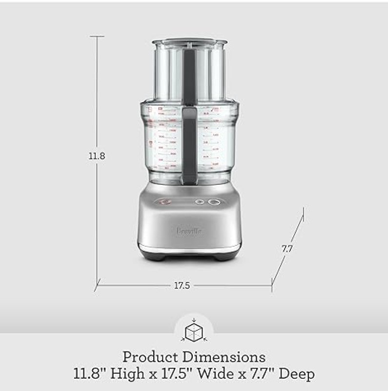 BREVILLE BFP638 PARADICE 9 CUP FOOD PROCESSOR & DICER, SMALL, STAINLESS STEEL