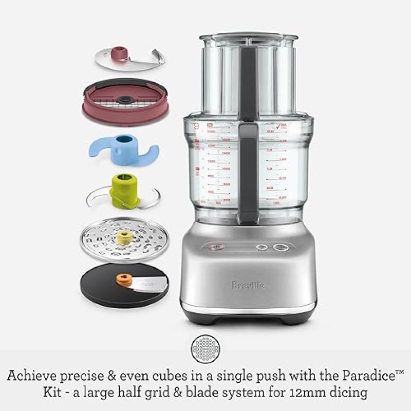 BREVILLE BFP638 PARADICE 9 CUP FOOD PROCESSOR & DICER, SMALL, STAINLESS STEEL