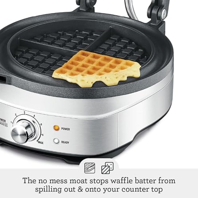 BREVILLE NO-MESS WAFFLE MAKER BWM520XL, STAINLESS STEEL FINISH