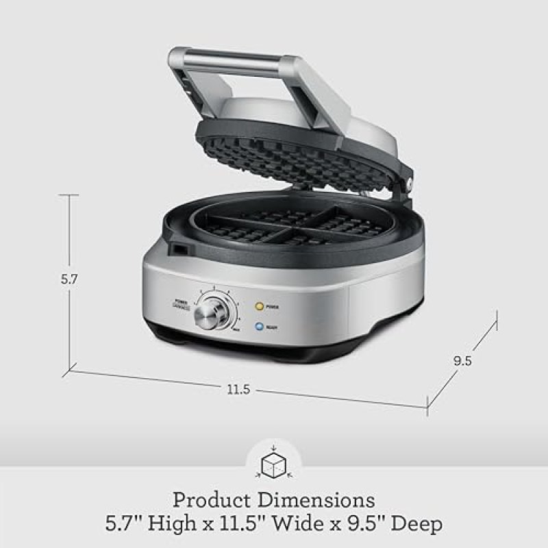 BREVILLE NO-MESS WAFFLE MAKER BWM520XL, STAINLESS STEEL FINISH