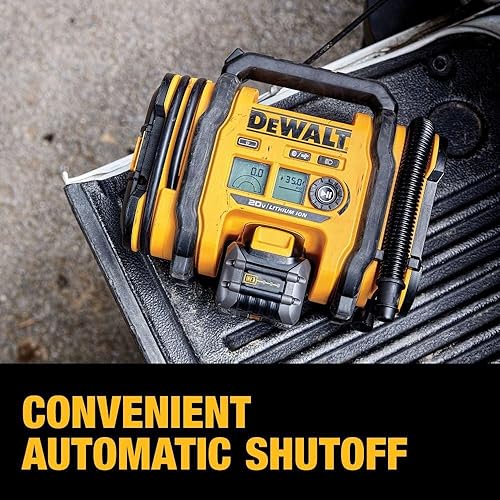 DEWALT 20V MAX TIRE INFLATOR - COMPACT PORTABLE WITH AUTOMATIC SHUT OFF & LED LIGHT (BARE TOOL DCC020IB)