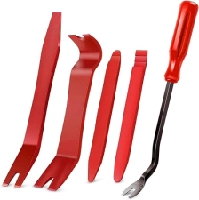 GOOACC 5-PIECE NYLON AUTO TRIM REMOVAL TOOL KIT FOR CAR PANEL & DASHBOARD - NO-SCRATCH RED