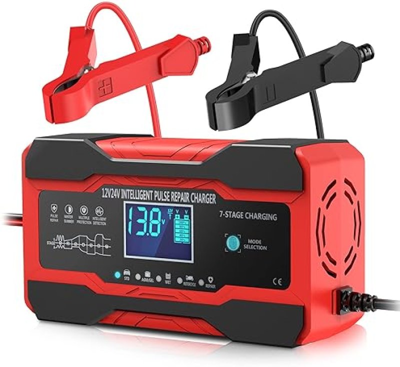 YONHAN 10-AMP SMART CAR BATTERY CHARGER 12V/24V WITH DESULFATOR AND TEMPERATURE COMPENSATION