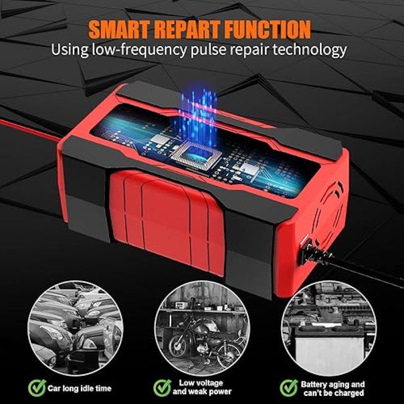 YONHAN 10-AMP SMART CAR BATTERY CHARGER 12V/24V WITH DESULFATOR AND TEMPERATURE COMPENSATION