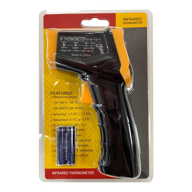 INFRARED THERMOMETER GUN FOR COOKING & BBQ -58°F~932°F, NON-CONTACT HANDHELD LASER TEMP GUN