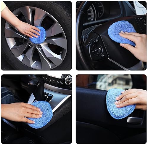 MICROFIBER CAR WAX APPLICATOR PADS, BUFFING & POLISHING FOAM (6 PACK, 5" DIAMETER)