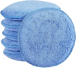 MICROFIBER CAR WAX APPLICATOR PADS, BUFFING & POLISHING FOAM (6 PACK, 5" DIAMETER)