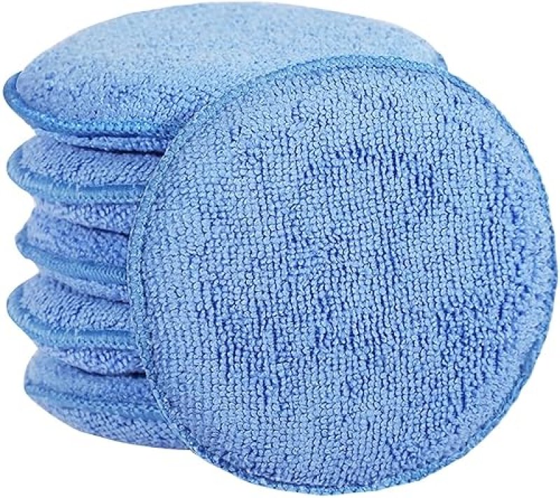 MICROFIBER CAR WAX APPLICATOR PADS, BUFFING & POLISHING FOAM (6 PACK, 5" DIAMETER)