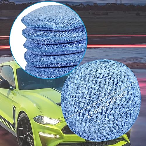 MICROFIBER CAR WAX APPLICATOR PADS, BUFFING & POLISHING FOAM (6 PACK, 5" DIAMETER)