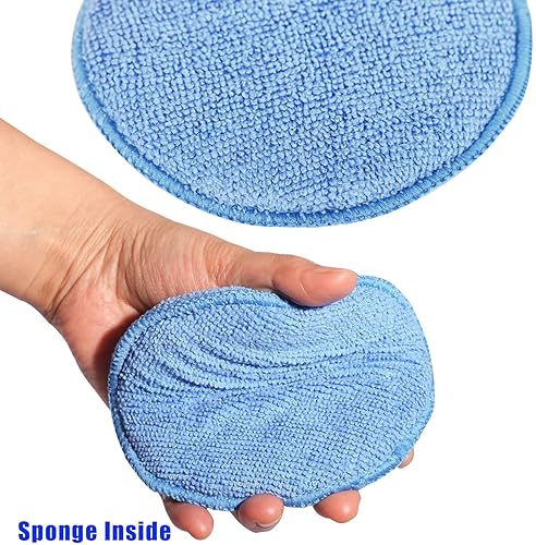 MICROFIBER CAR WAX APPLICATOR PADS, BUFFING & POLISHING FOAM (6 PACK, 5" DIAMETER)
