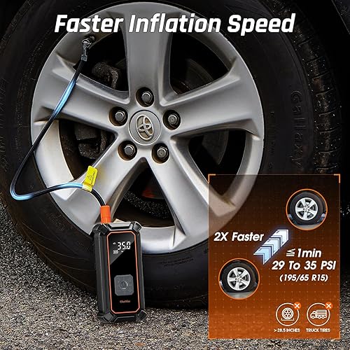 CORDLESS TIRE INFLATOR AIR COMPRESSOR 150PSI DUAL MODE LED GAUGE