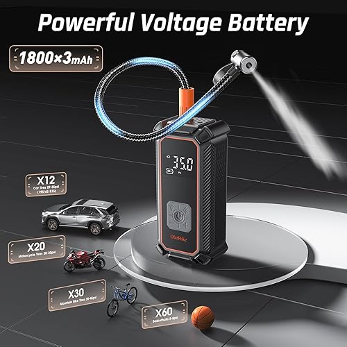 CORDLESS TIRE INFLATOR AIR COMPRESSOR 150PSI DUAL MODE LED GAUGE