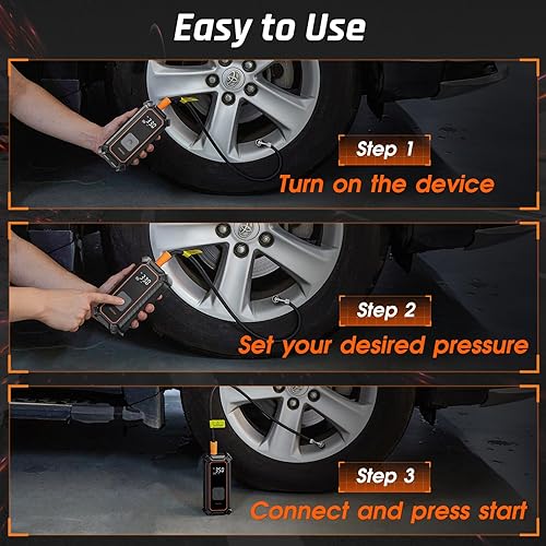 CORDLESS TIRE INFLATOR AIR COMPRESSOR 150PSI DUAL MODE LED GAUGE