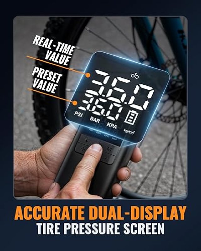 CORDLESS TIRE INFLATOR - 150PSI PORTABLE AIR PUMP WITH DIGITAL GAUGE & LED LIGHT
