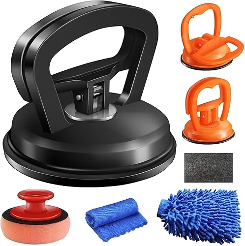 DENT PULLER KIT FOR BODY, GLASS, AND OBJECTS - BLACK & ORANGE