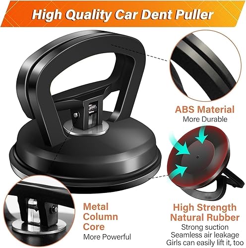 DENT PULLER KIT FOR BODY, GLASS, AND OBJECTS - BLACK & ORANGE