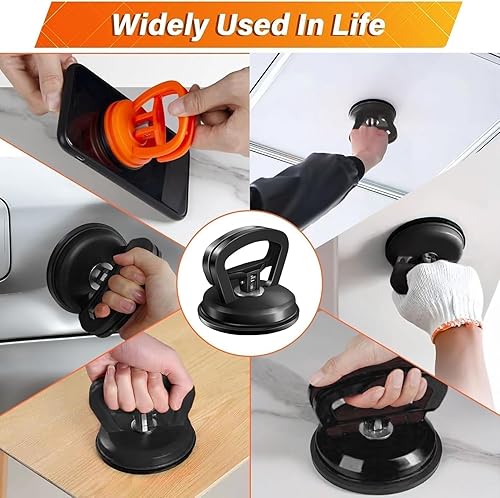 DENT PULLER KIT FOR BODY, GLASS, AND OBJECTS - BLACK & ORANGE