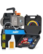 ORION MOTOR TECH AC VACUUM PUMP KIT WITH MANIFOLD GAUGE SET FOR AUTO HVAC SYSTEMS