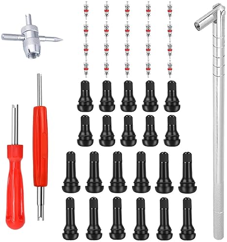 RISEUVO STEM PULLER AND INSTALLER SET WITH VALVE CORE REMOVER TOOL - 10 TR412, 6 TR413, 6 TR414 VALVE STEMS