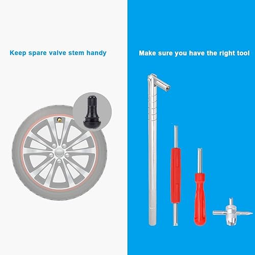 RISEUVO STEM PULLER AND INSTALLER SET WITH VALVE CORE REMOVER TOOL - 10 TR412, 6 TR413, 6 TR414 VALVE STEMS
