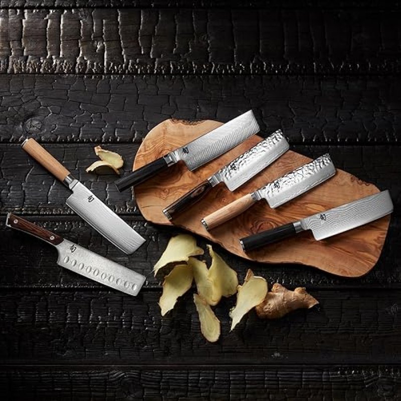 SHUN CLASSIC 6.5" NAKIRI KNIFE - VG-MAX CORE, DAMASCUS STAINLESS STEEL, PAKKAWOOD HANDLE