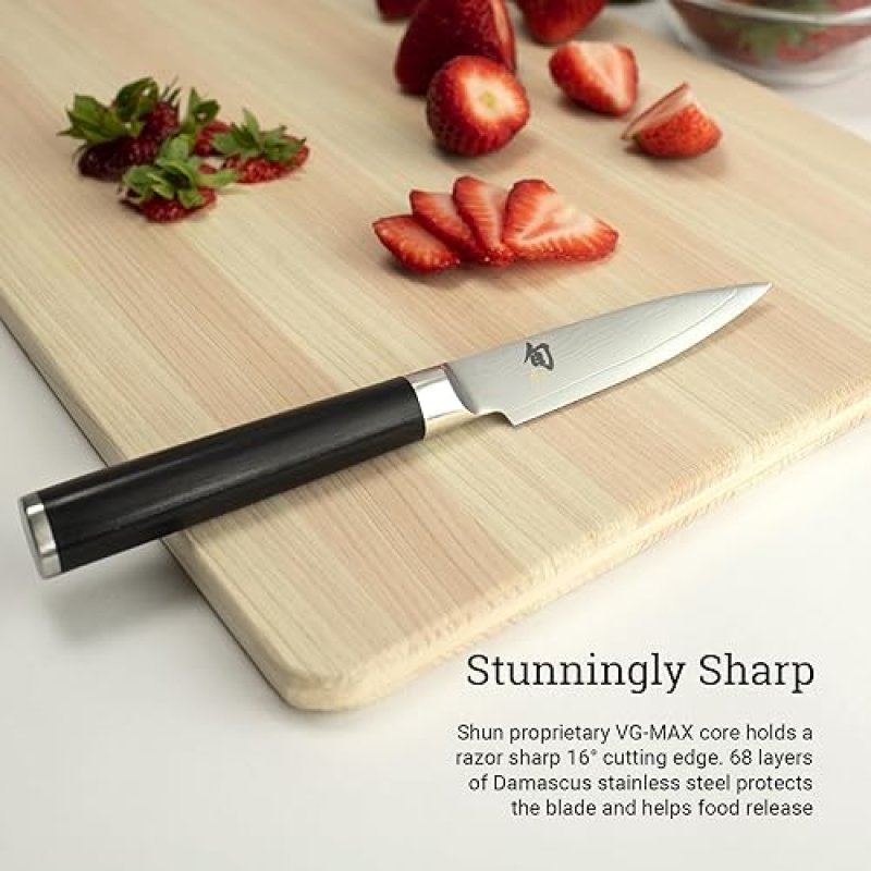 SHUN CLASSIC 3.5" PARING KNIFE - JAPANESE VEGETABLE & FRUIT KNIFE WITH VG-MAX CORE