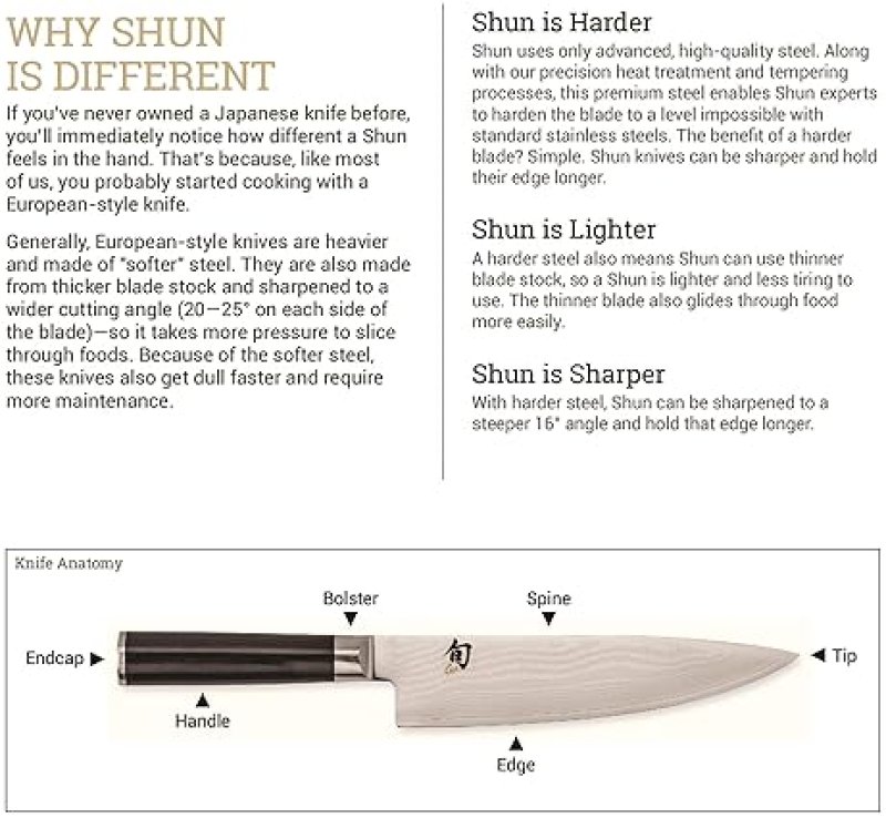 SHUN CLASSIC 8" WESTERN COOK’S KNIFE - HANDCRAFTED JAPANESE VG-MAX KITCHEN KNIFE FOR CHEFS - DAMASCUS STEEL, PAKKAWOOD HANDLE