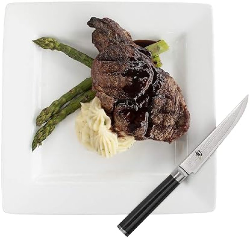 SHUN CLASSIC 4-PIECE STEAK KNIFE SET, HANDCRAFTED JAPANESE VG-MAX CORE, DAMASCUS STAINLESS STEEL