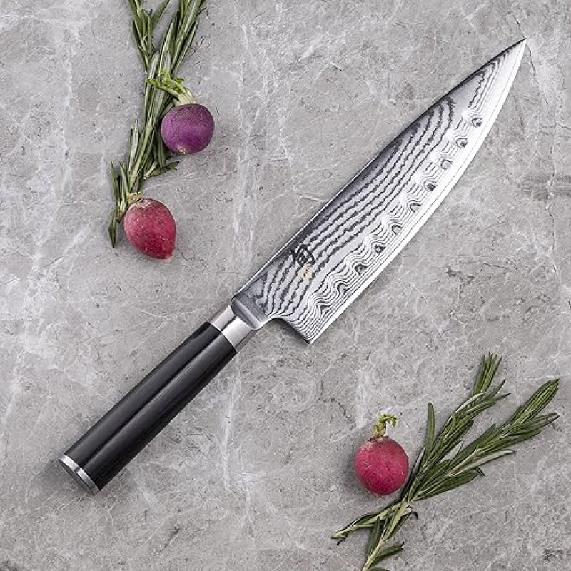 SHUN CLASSIC 8" CHEF'S KNIFE, VG-MAX CORE, DAMASCUS STEEL, PAKKAWOOD HANDLE