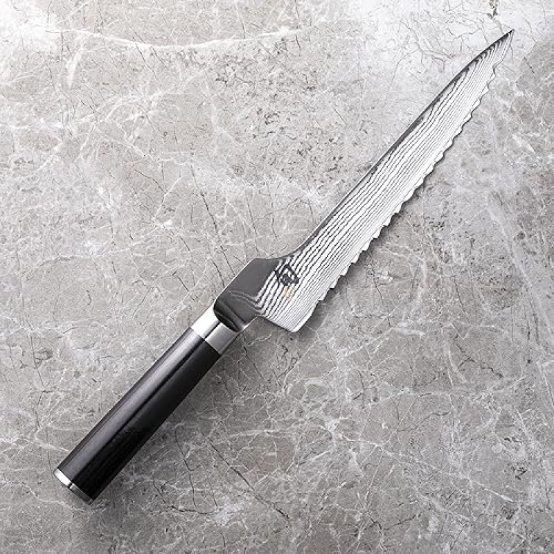 SHUN CLASSIC 8.25" OFFSET BREAD KNIFE - HANDCRAFTED JAPANESE SERRATED KNIFE FOR PROFESSIONAL AND HOME CHEFS