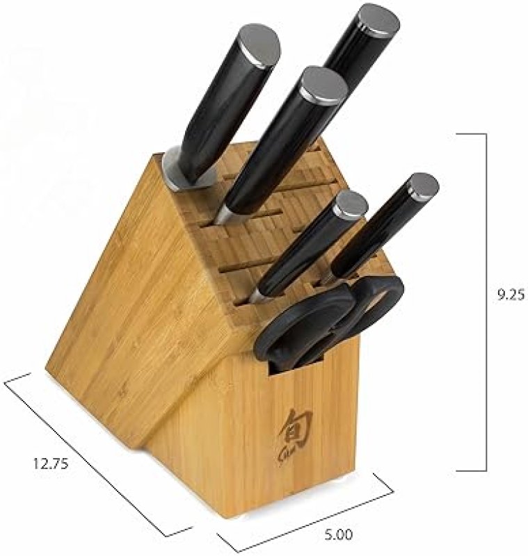 SHUN CLASSIC 7-PIECE KNIFE SET WITH JAPANESE HANDCRAFTED BLOCK, PAKKAWOOD HANDLES