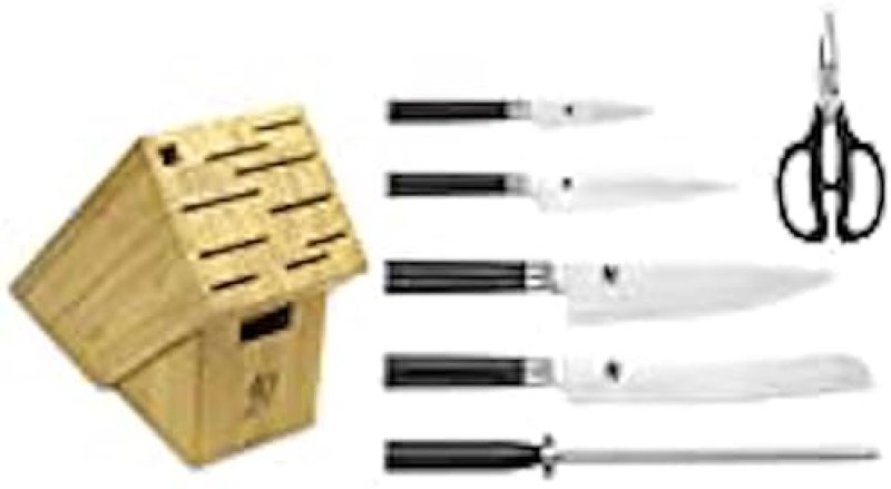 SHUN CLASSIC 7-PIECE KNIFE SET WITH JAPANESE HANDCRAFTED BLOCK, PAKKAWOOD HANDLES