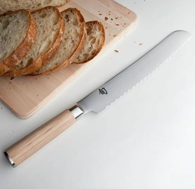 SHUN CLASSIC DAMASCUS BLONDE 3-PIECE KNIFE SET FROM SEKI, JAPAN: CHEF’S, BREAD, PARING KNIVES