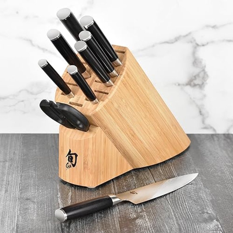 SHUN CLASSIC 10-PIECE KNIFE SET WITH BLOCK - PREMIUM QUALITY