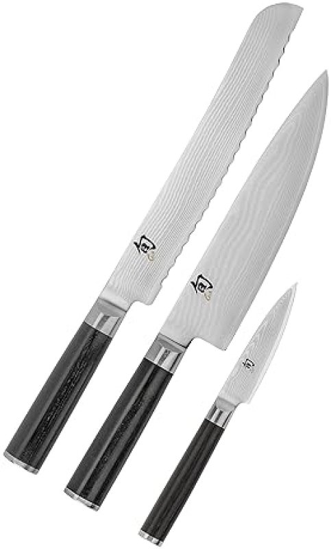 SHUN CLASSIC 3-PIECE KNIFE SET | CHEF'S, BREAD, PARING KNIFE | SEKI JAPAN-MADE