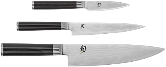 SHUN CLASSIC 3-PIECE JAPANESE KNIFE SET WITH VG-MAX CORE & DAMASCUS STEEL CLADDING