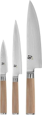 SHUN CLASSIC BLONDE 3-PIECE KNIFE SET WITH CHEF, PARING, AND UTILITY KNIVES