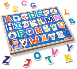 MELISSA & DOUG® MS. RACHEL™ WOODEN PHONICS ALPHABET PUZZLE WITH LIGHT-ACTIVATED SOUND EFFECTS - 24-PIECE TODDLER TOY, AGES 2+