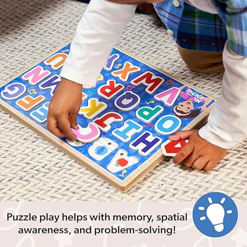 MELISSA & DOUG® MS. RACHEL™ WOODEN PHONICS ALPHABET PUZZLE WITH LIGHT-ACTIVATED SOUND EFFECTS - 24-PIECE TODDLER TOY, AGES 2+